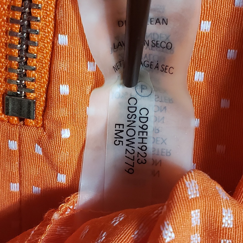 Calvin Klein Womens Dress Sheath Sleeveless Size 6 Orange Polka Dot CD9EH923 SEO - Picture 10 of 13